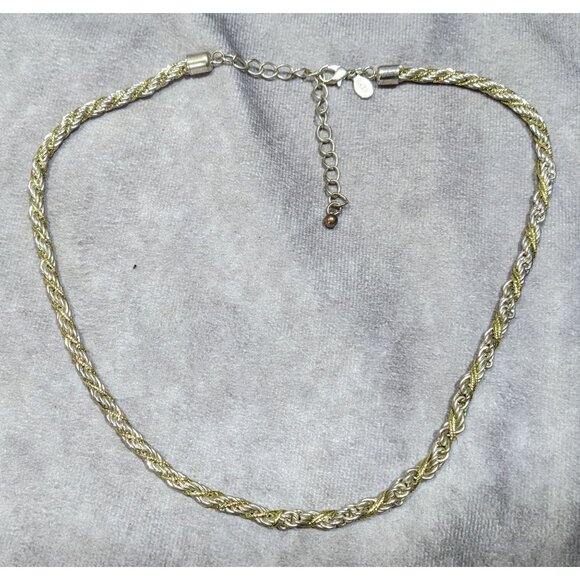 Vintage Twisted Rope Chain Silver And Gold Tone Marked KR - Picture 5 of 5